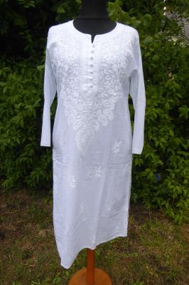 Baumwoll-Tunika 'Djamila' XXL weiss - zwei Längen