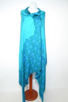 Dupatta Seidensatin türkis mit blau und grün