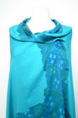 Dupatta Seidensatin türkis mit blau und grün