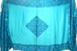 Dupatta Seidensatin türkis mit blau und grün