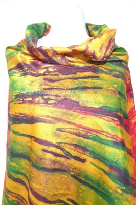 Dupatta 'Explosion' aus handgefärbter reiner Seide