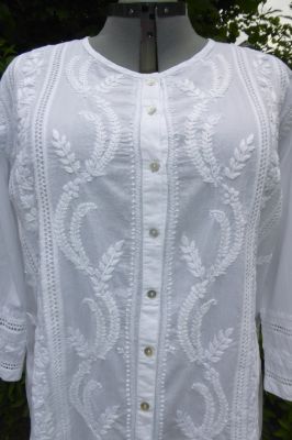 NEU Baumwoll-Bluse 'Sunita' handbestickt weiss XXXL