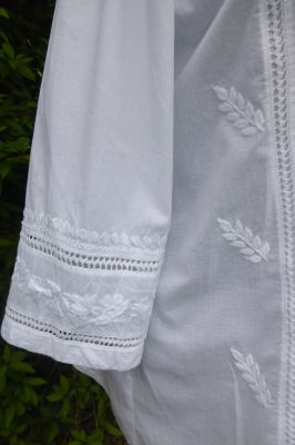 NEU Baumwoll-Bluse 'Sunita' handbestickt weiss XXXL