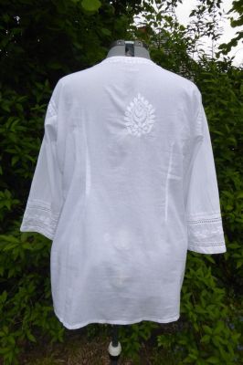 NEU Baumwoll-Bluse 'Sunita' handbestickt weiss XXXL