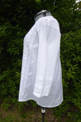 NEU Baumwoll-Bluse 'Sunita' handbestickt weiss XXXL