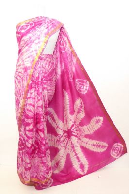 Seidensari Batik pink-weiß
