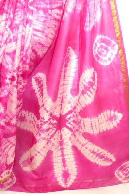 Seidensari Batik pink-weiß