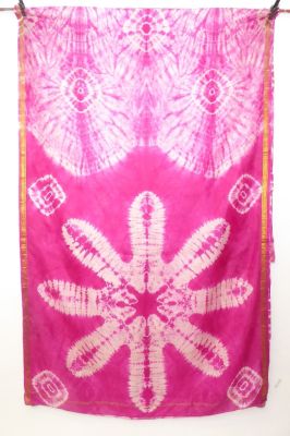 Seidensari Batik pink-weiß