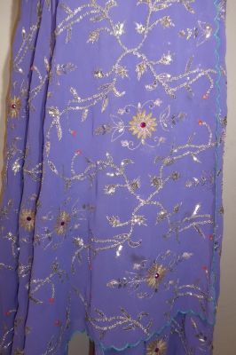 Dupatta Georgette flieder mit silber