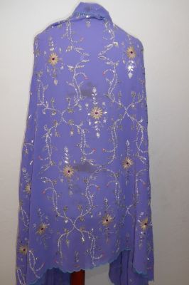 Dupatta Georgette flieder mit silber