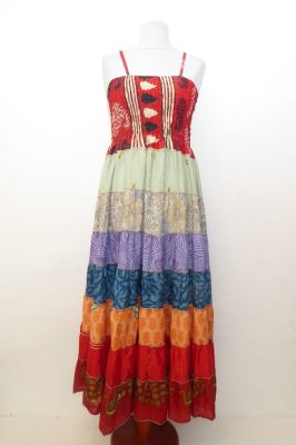 Kleid Gypsy Rayon rot-schwarz mit bunten Volants