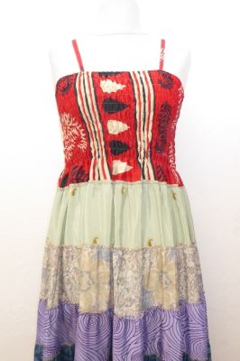 Kleid 'Gypsy' Rayon rot-schwarz mit bunten Volants