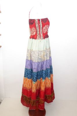 Kleid 'Gypsy' Rayon rot-schwarz mit bunten Volants