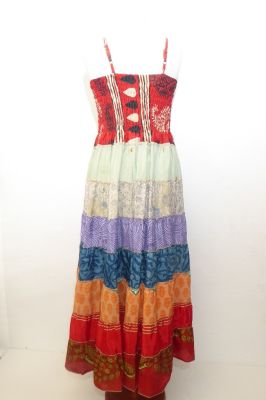 Kleid 'Gypsy' Rayon rot-schwarz mit bunten Volants