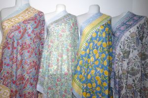 Leichte Stola aus reinem Jaipur-Cotton, Sarong aus indischer Baumwolle handbedruckt