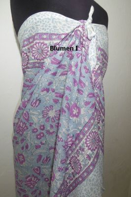 Leichte Stola aus reinem Jaipur-Cotton, Sarong aus indischer Baumwolle handbedruckt