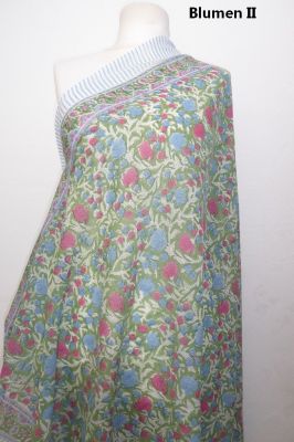 Leichte Stola aus reinem Jaipur-Cotton, Sarong aus indischer Baumwolle handbedruckt