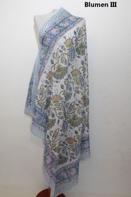 Leichte Stola aus reinem Jaipur-Cotton, Sarong aus indischer Baumwolle handbedruckt