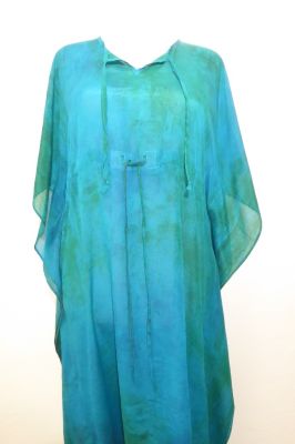 Kaftan 'Aloka' Kreppseide smaragd-dunkelgrün XXL