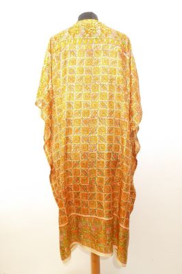 Kaftan 'Aneesha' Seide orangegelb und grün
