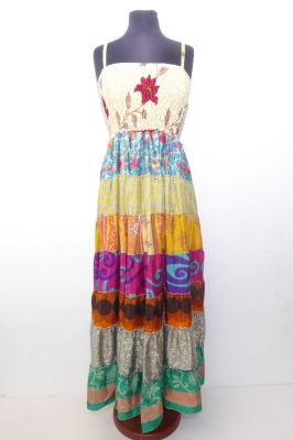 Kleid Gypsy mit cremefarbenem Bustier und bunten Volants