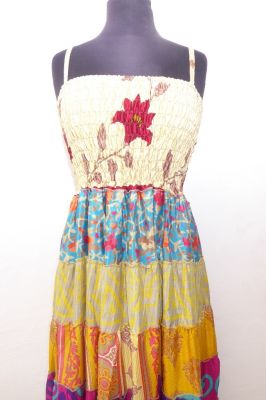 Kleid 'Gypsy' mit cremefarbenem Bustier und bunten Volants