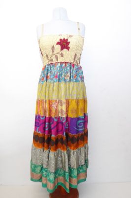 Kleid 'Gypsy' mit cremefarbenem Bustier und bunten Volants