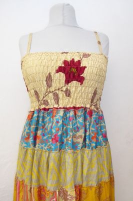Kleid 'Gypsy' mit cremefarbenem Bustier und bunten Volants