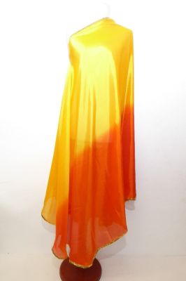 Bauchtanzschleier halbrund mit Borte - gelbgold-orange - B-Ware