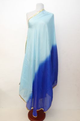 Bauchtanzschleier halbrund mit Borte - hellblau-blau - B-Ware