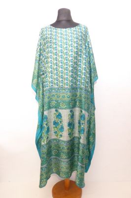 Kaftan Aneesha Seide grün gemustert XXL B-Ware