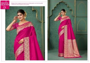 Brokatsari Sumitra pink mit Goldbrokat