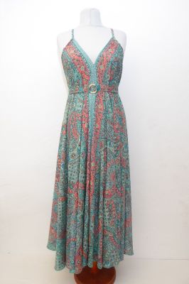 Kleid Nirmala blau-grün-koralle