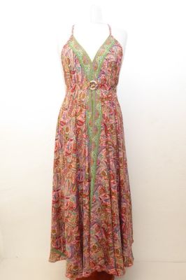 Kleid Nirmala rot-hellrot und grün