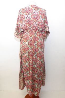 Kaftan 'Nirvesha' rot-hellgrün