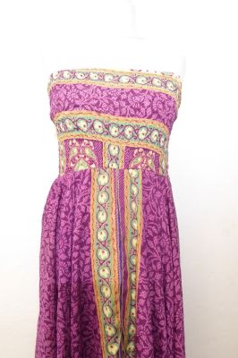 Kleid 'Tilasmi' magenta-bordeaux, indisches Upcycling Sommerkleid - B-Ware