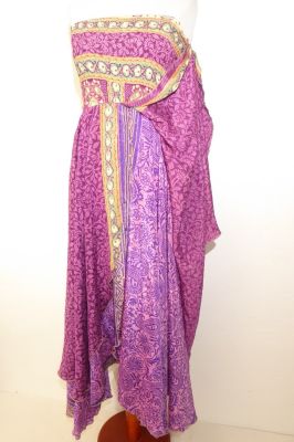 Kleid 'Tilasmi' magenta-bordeaux, indisches Upcycling Sommerkleid - B-Ware