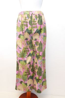 Hose aus reiner Baumwolle rosa-hellgrün, Sommerhose aus Baumwolle, Freizeithose gemustert