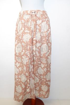 Hose aus reiner Baumwolle zimt-cremefarben, Sommerhose aus Baumwolle, Freizeithose gemustert