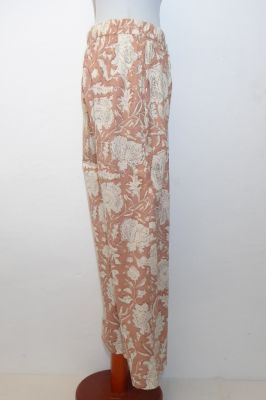 Hose aus reiner Baumwolle zimt-cremefarben, Sommerhose aus Baumwolle, Freizeithose gemustert