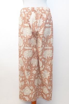 Hose aus reiner Baumwolle zimt-cremefarben, Sommerhose aus Baumwolle, Freizeithose gemustert