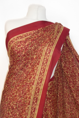 Georgetteseidensari 'Vintage' weinrot mit Blumenprint