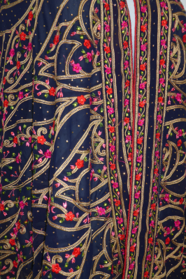 Dupatta Georgette schwarz mit rot und gold