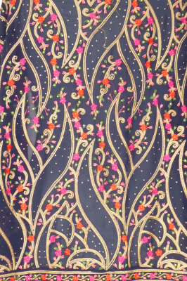 Dupatta Georgette schwarz mit rot und gold