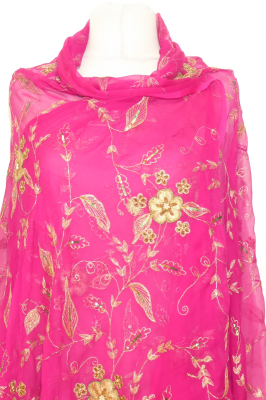 Dupatta pink mit Goldbrokat