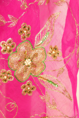 Dupatta pink mit Goldbrokat