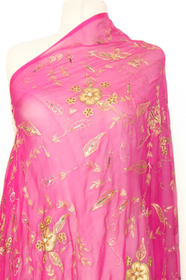 Dupatta pink mit Goldbrokat