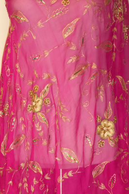 Dupatta pink mit Goldbrokat