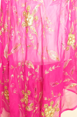 Dupatta pink mit Goldbrokat