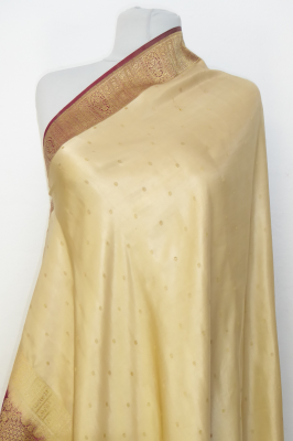 Dupatta creme-braun mit Goldbrokat